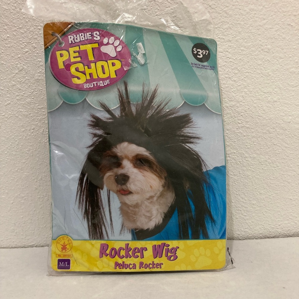 Rubie's Pet Shop Dog Costume Accessories Rocker Wig M/L for small dog